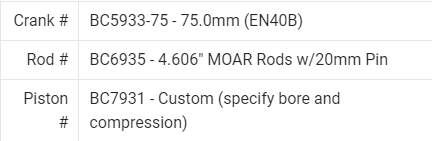 CAN-AM X3 / ROTAX 900 ACE (17-up) HD EN40 75mm STROKER KIT w/BC MOAR RODS (20mm PIN), CUSTOM PISTONS w/ALL HARDWARE