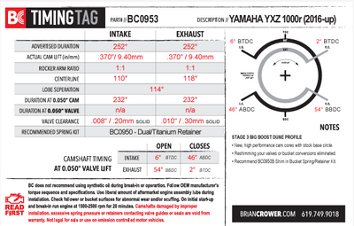 Yamaha YXZ / 998 (16-up) Stage 3 Turbo Spec Camshafts