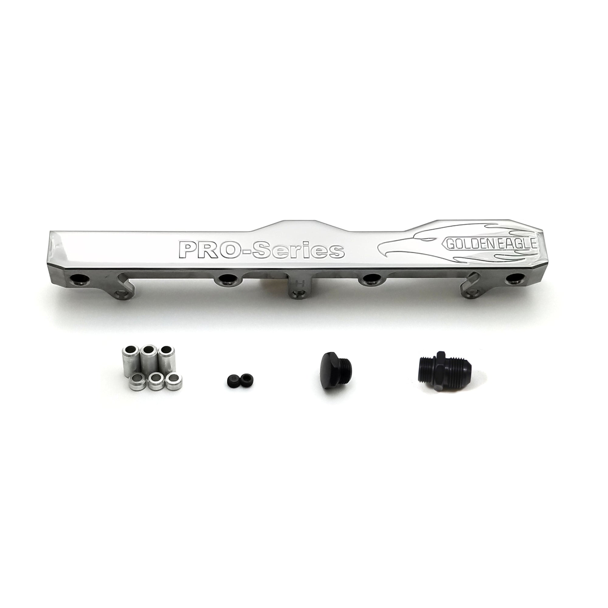 Honda Prelude H Series GEM Fuel Rail-Fuel Rails-Polished-10AN Fitting + 3/4 Boss Plug-GoldenEagleMfg