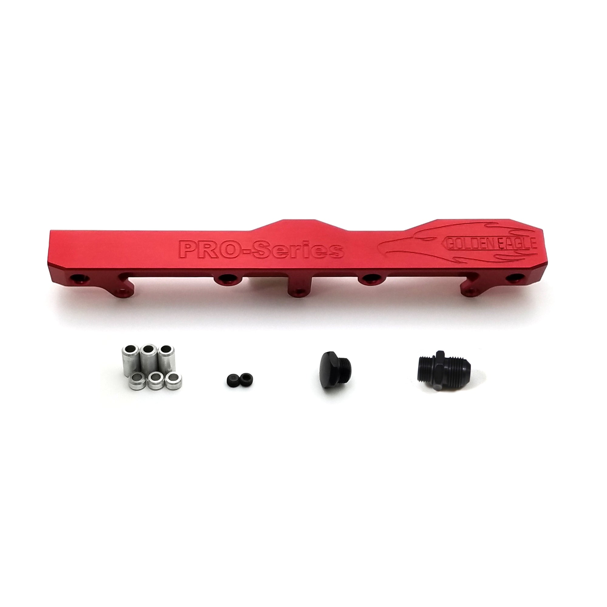 Honda Prelude H Series GEM Fuel Rail-Fuel Rails-Red-10AN Fitting + 3/4 Boss Plug-GoldenEagleMfg