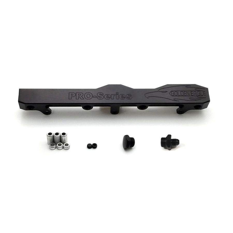 Honda Prelude H Series GEM Fuel Rail-Fuel Rails-Black-6AN Fitting + 3/4 Boss Plug-GoldenEagleMfg