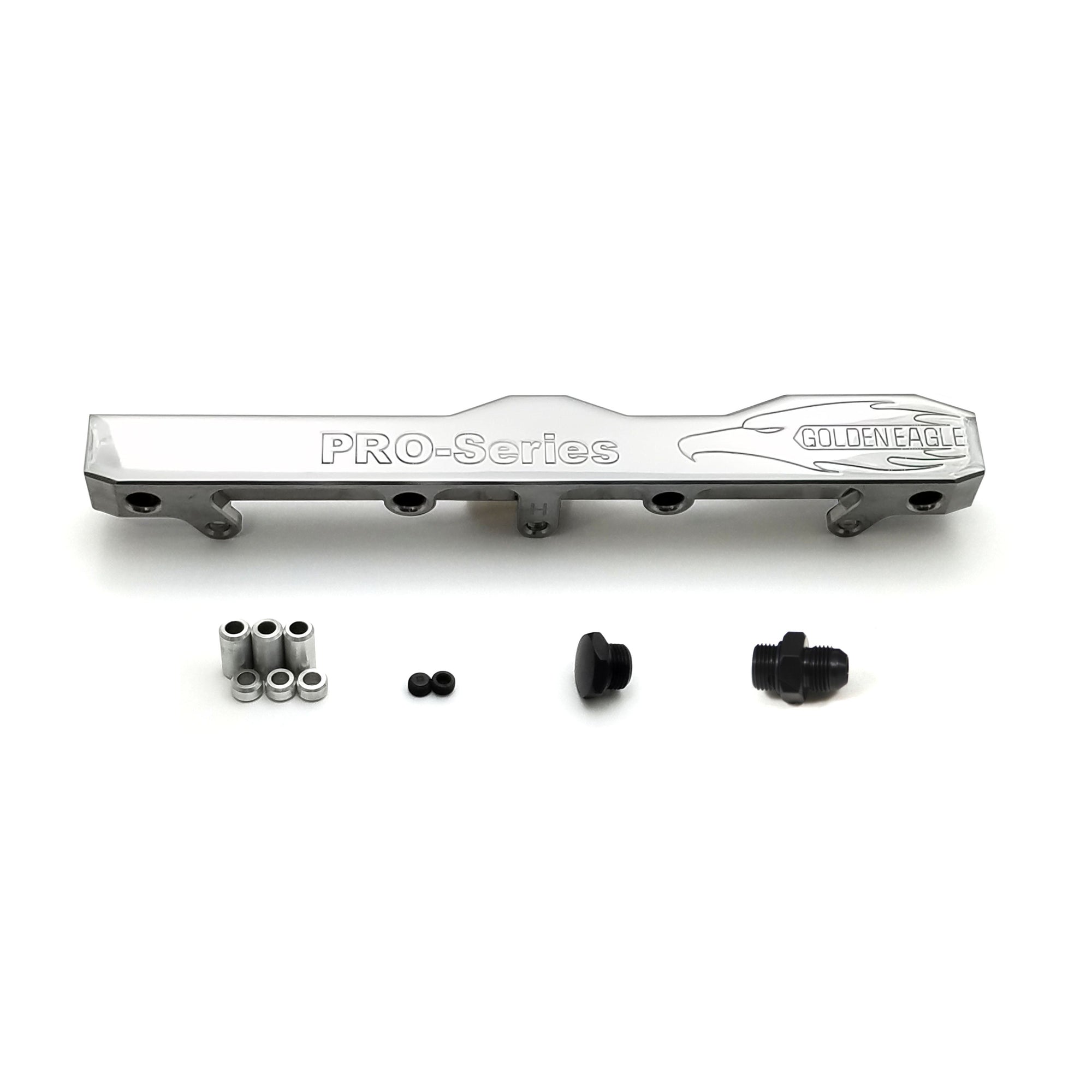Honda Prelude H Series GEM Fuel Rail-Fuel Rails-Polished-8AN Fitting + 3/4 Boss Plug-GoldenEagleMfg