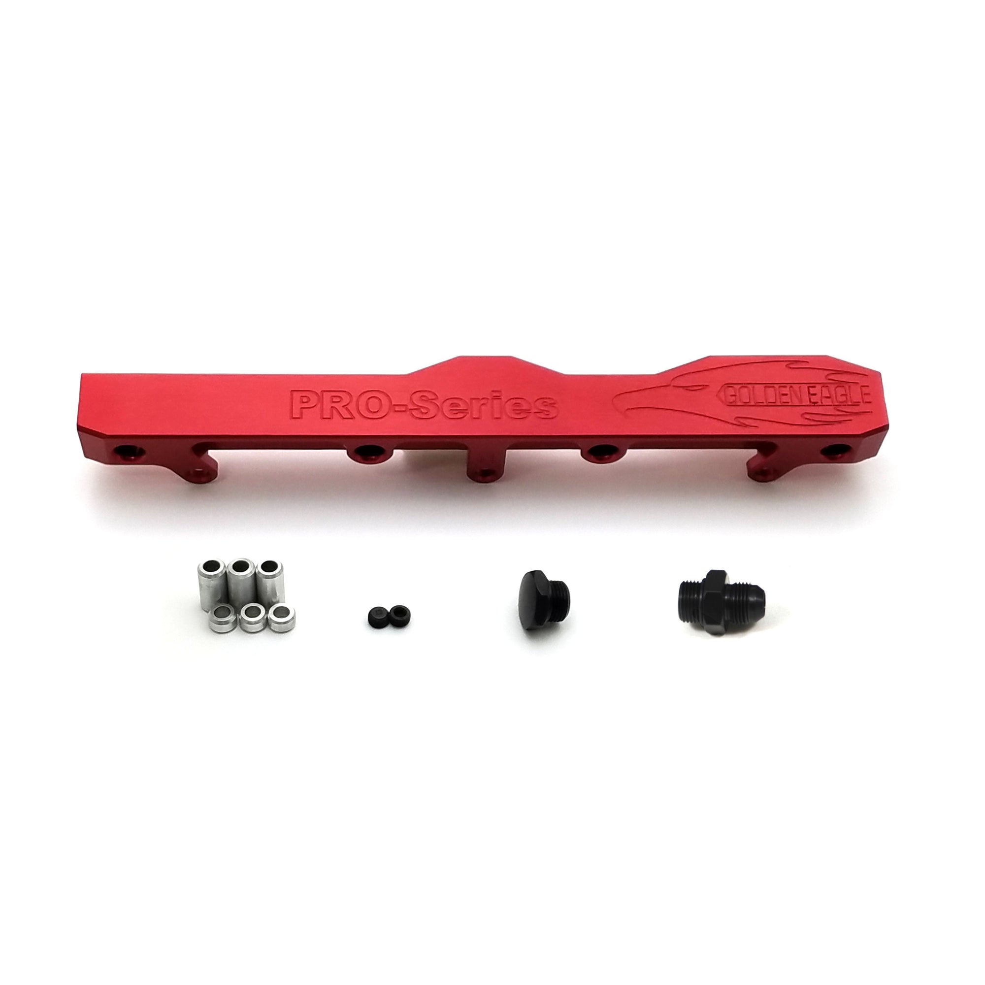 Honda Prelude H Series GEM Fuel Rail-Fuel Rails-Red-8AN Fitting + 3/4 Boss Plug-GoldenEagleMfg