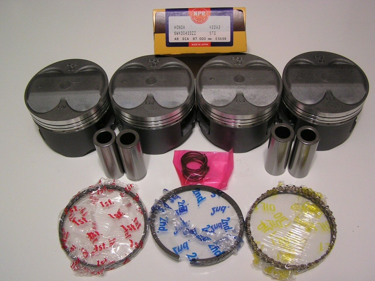 JDM NIPPON RACING HONDA PRELUDE TYPE S PISTON KIT FITS H22A H22A4 87MM