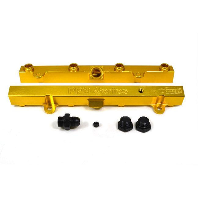 TRI-FLOW K20/K24 Fuel Rail-Fuel Rails-Gold-3/4 Boss to AN-8 1pc & 3/4 Boss Plug 2pc-GoldenEagleMfg